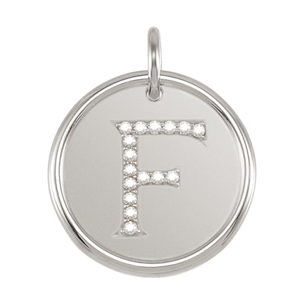 .08 Ctw G-H, I1 Diamond Initial 17mm 14k White Gold Pendant Letter F