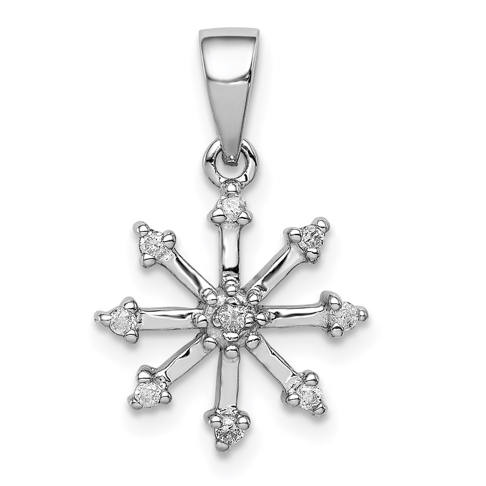 Rhodium Diamond Snowflake Pendant in Sterling Silver