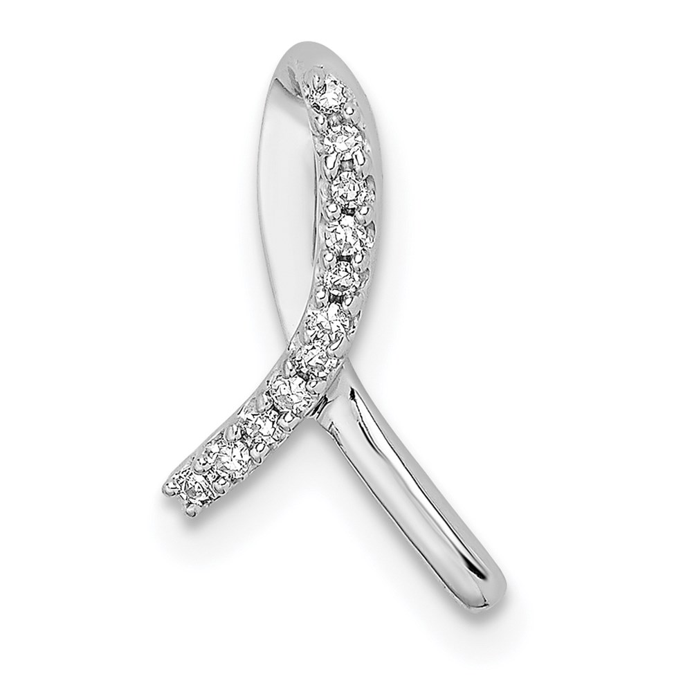 1/20 Carat Diamond Awareness Ribbon Pendant in Sterling Silver