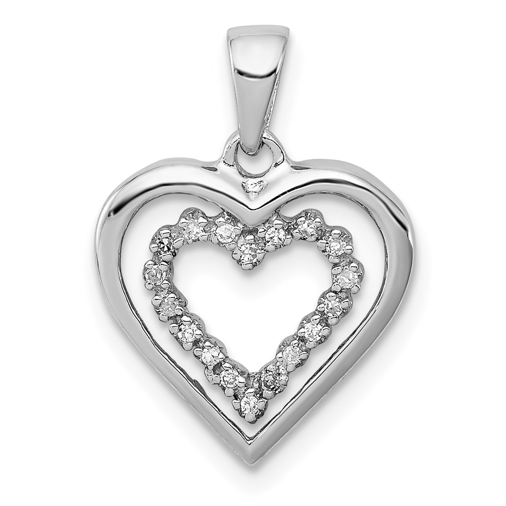 1/20 Carat Diamond Double Heart Pendant in Sterling Silver