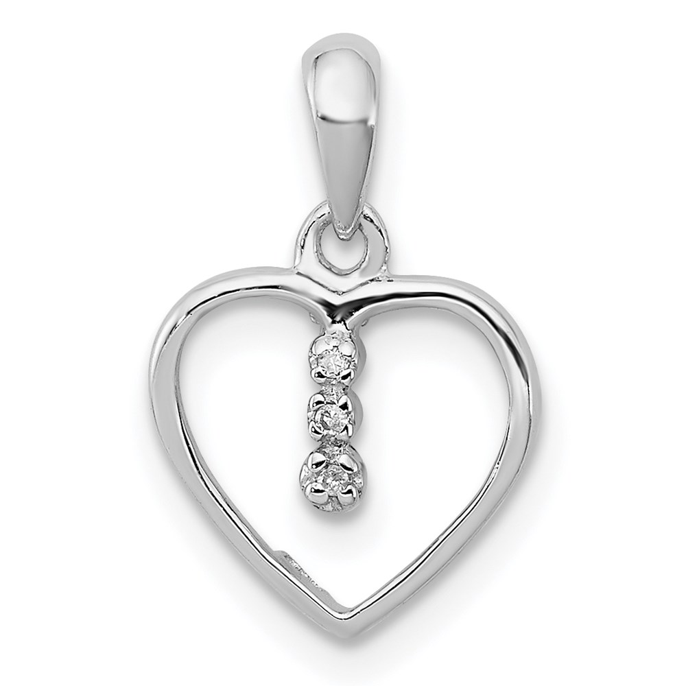 Three Stone .01 Ctw Diamond 10mm Heart Pendant in Sterling Silver