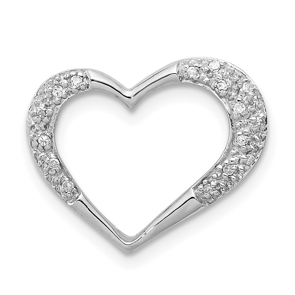 Diamond Open Heart Pendant in Sterling Silver