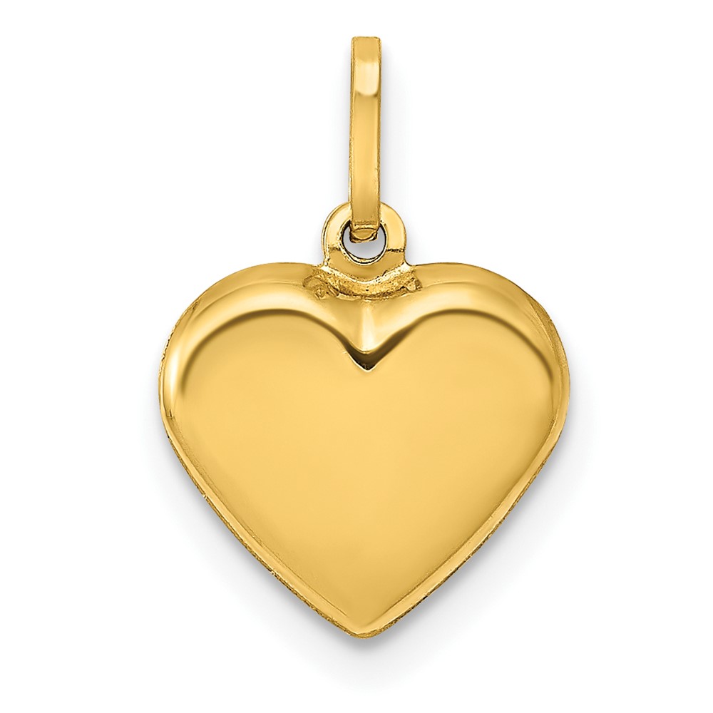 14k Yellow Gold Puffed Heart Charm or Pendant, 10mm