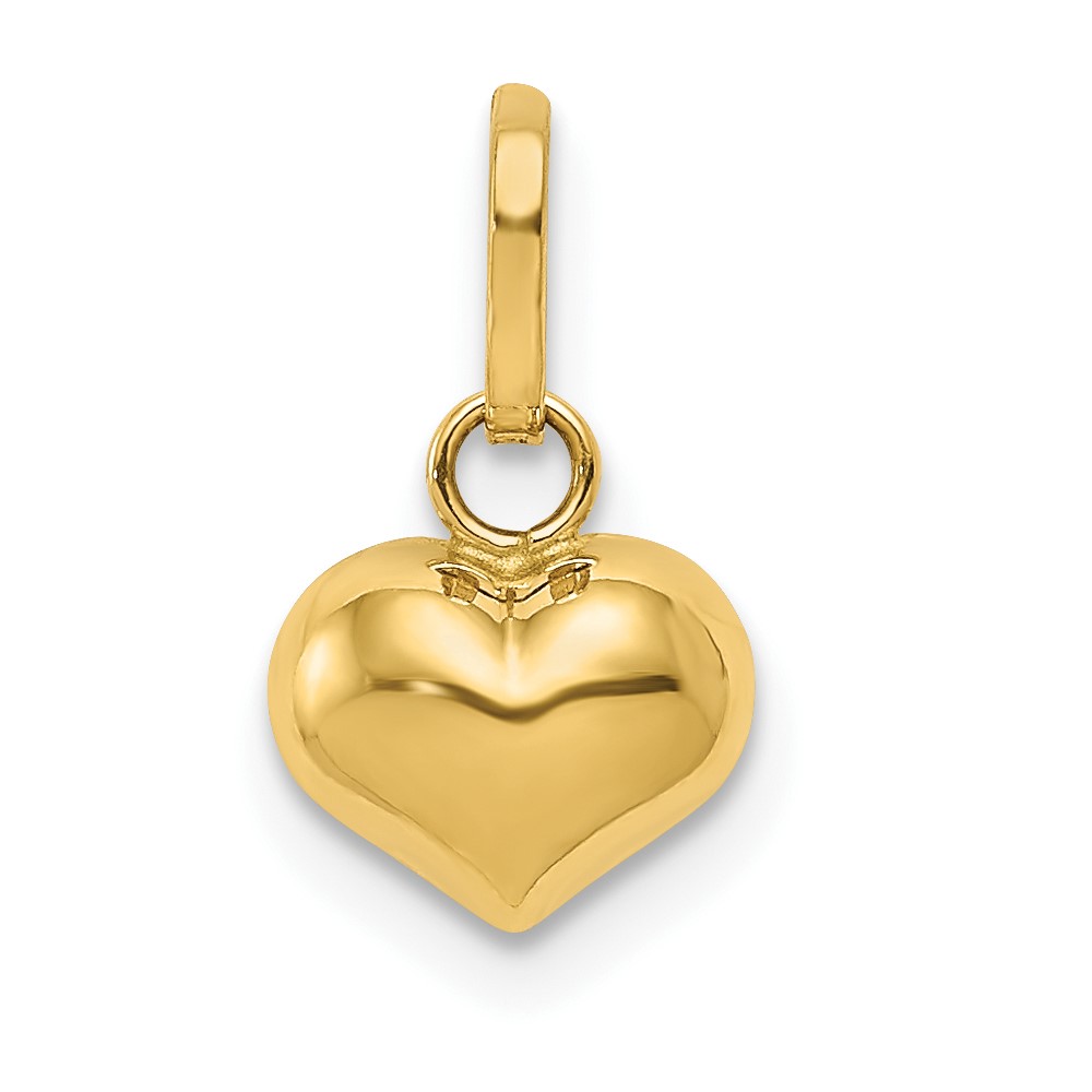 14k Yellow Gold Puffed Heart Charm, 6mm (1/4 Inch)