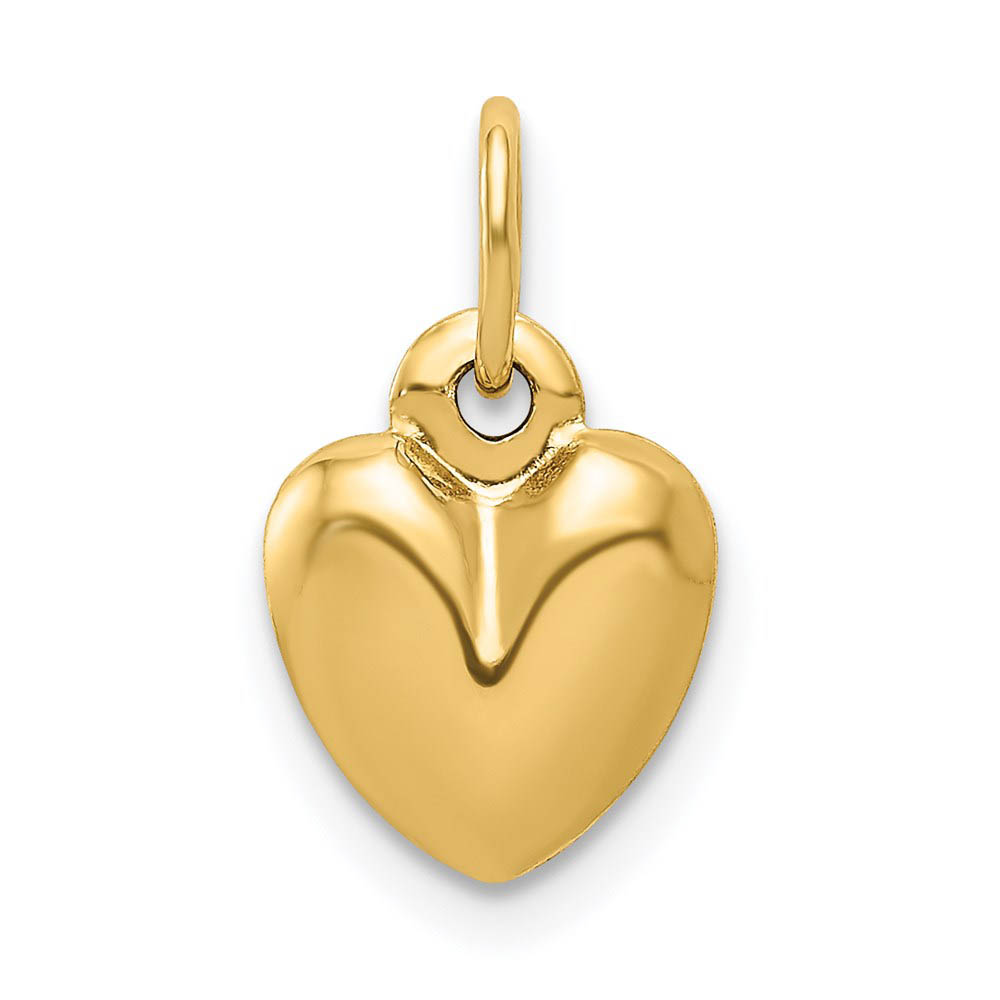 14k Yellow Gold Puffed Heart Charm, 8mm