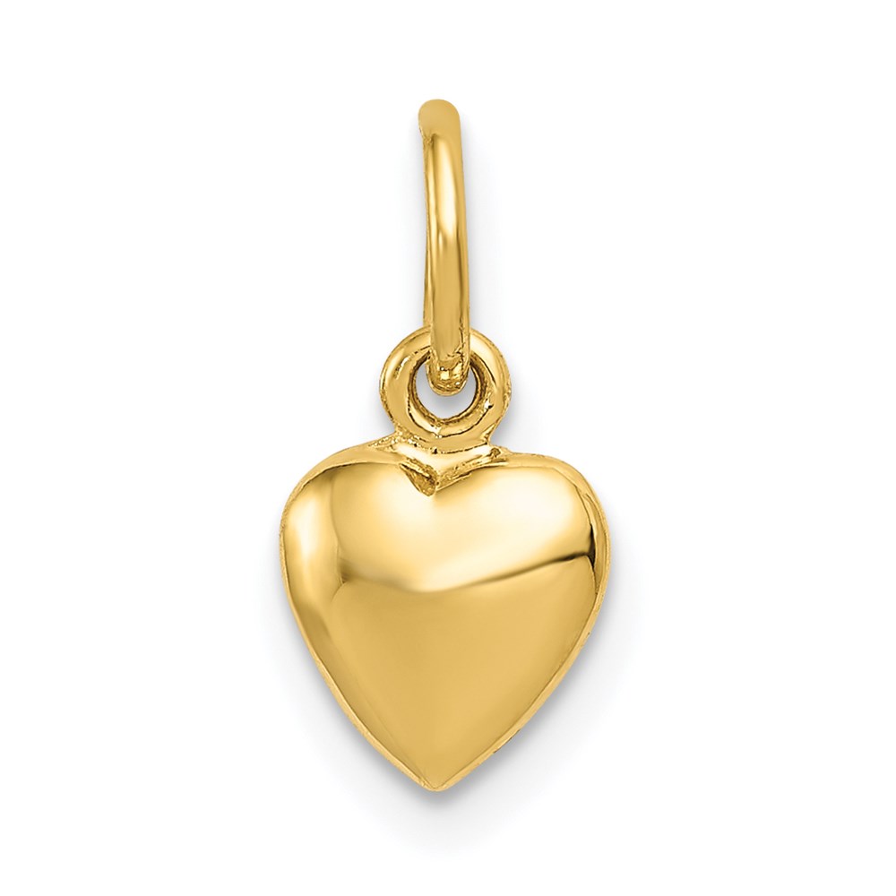 14k Yellow Gold Puffed Heart Charm, 7mm (1/4 inch)