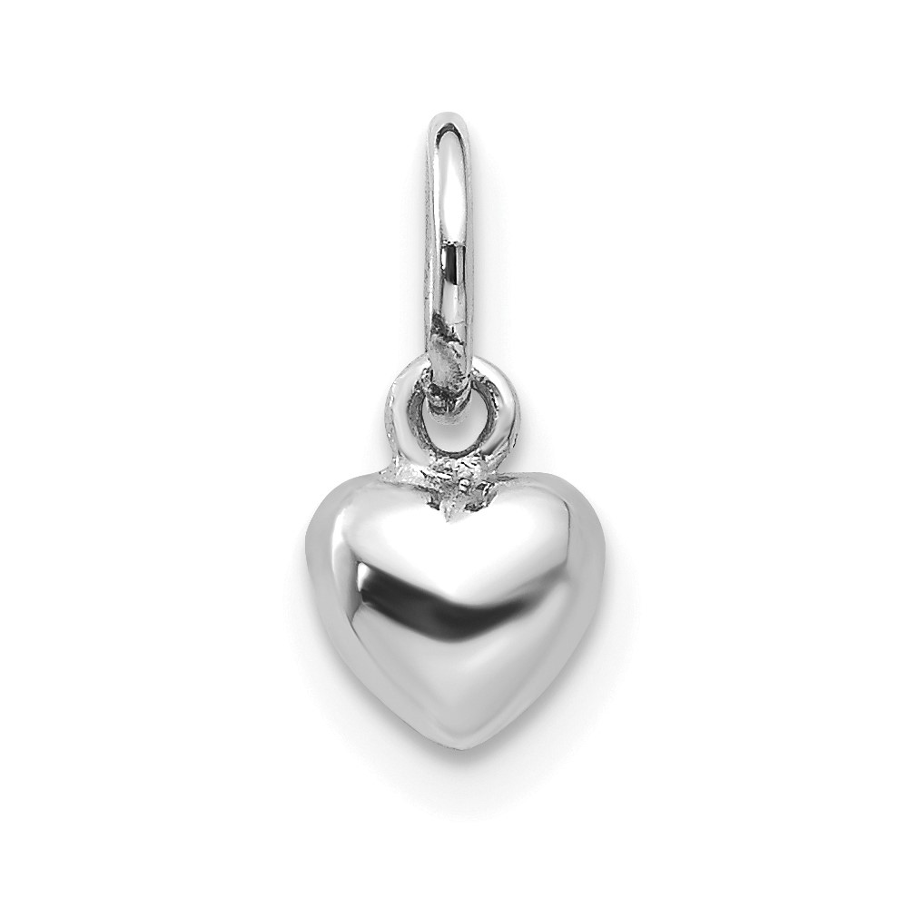 14k White Gold Tiny Puffed Heart Charm, 5mm (3/16 inch)