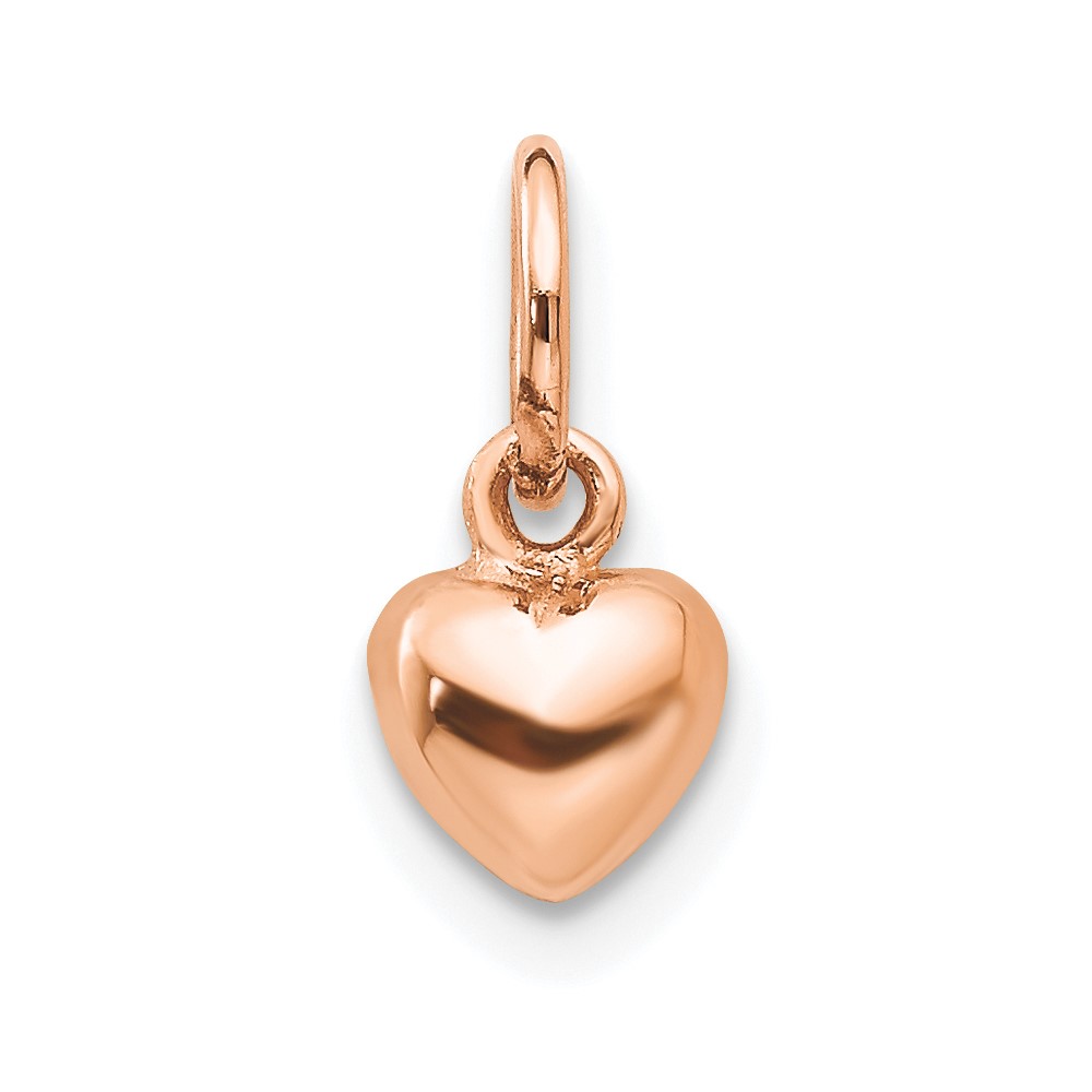 14k Rose Gold Tiny Puffed Heart Charm, 5mm (3/16 inch)