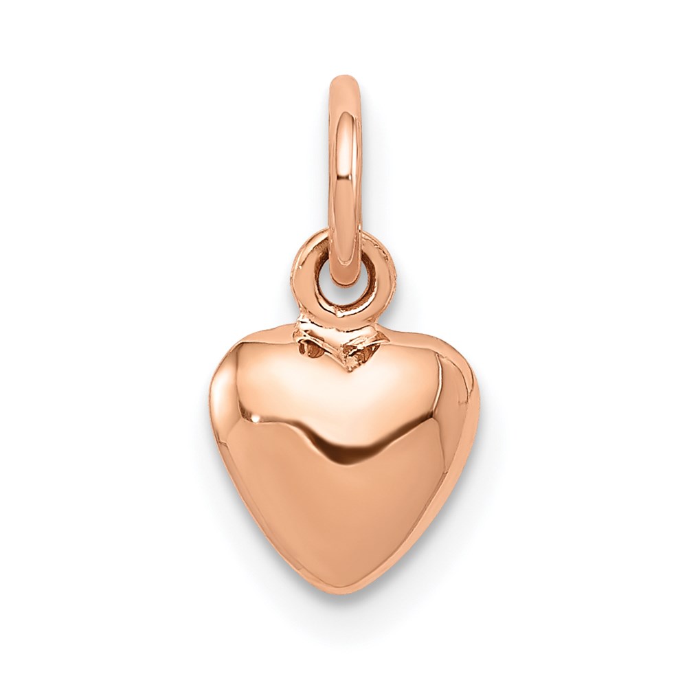 14k Rose Gold Puffed Heart Charm or Pendant, 7mm (1/4 inch)