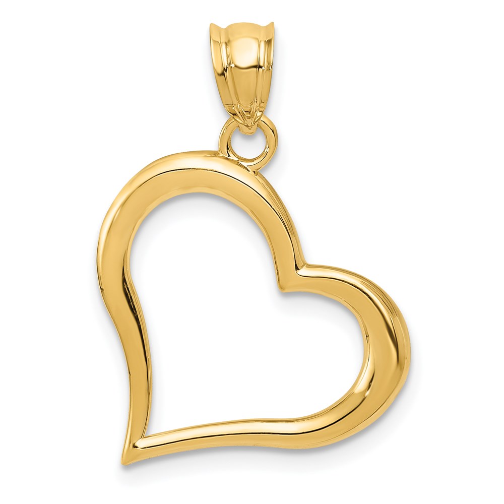 14k Yellow Gold Open Heart Pendant, 16mm