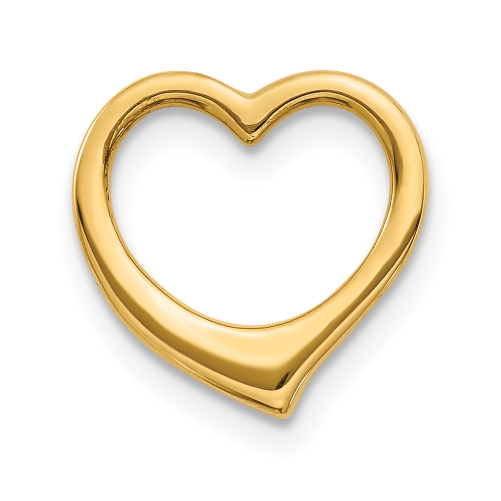 14k Yellow Gold Open Heart Slide Pendant, 10mm