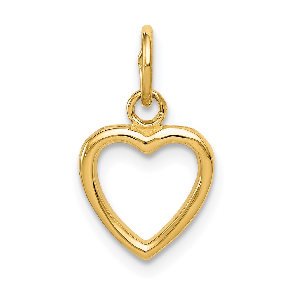 14k Yellow Gold Polished Open Heart Charm or Pendant, 10mm