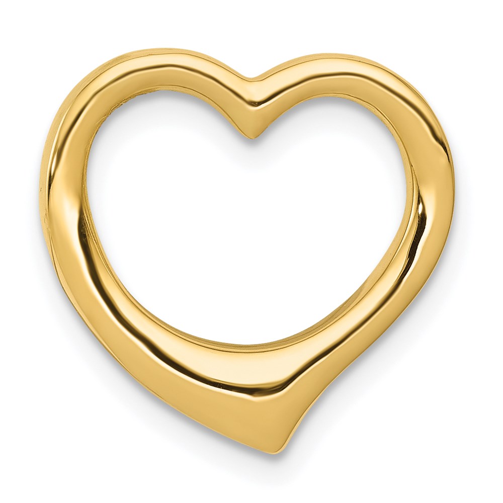 14k Yellow Gold Open Heart Pendant, 14mm