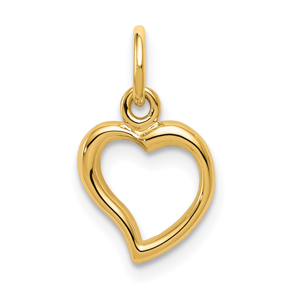 14k Yellow Gold Playful Heart Charm or Pendant, 10mm