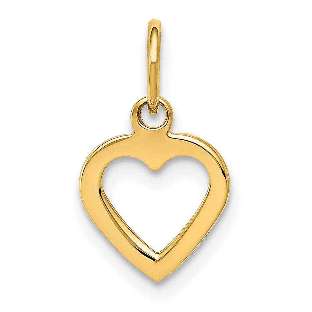 14k Yellow Gold Open Heart Charm or Pendant, 10mm