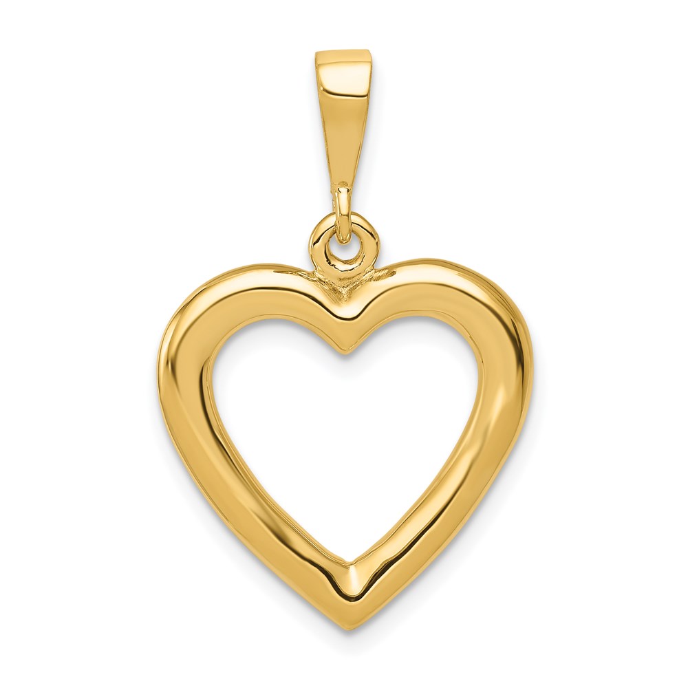 14k Yellow Gold Open Heart Pendant, 20mm