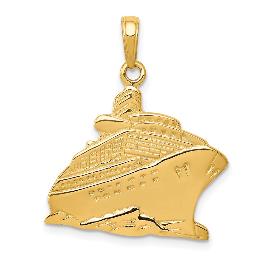 14k Yellow Gold Polished Cruise Ship Pendant