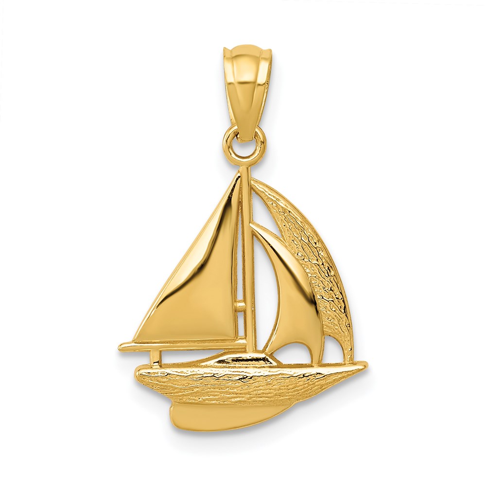 14k Yellow Gold Small Sailboat Pendant