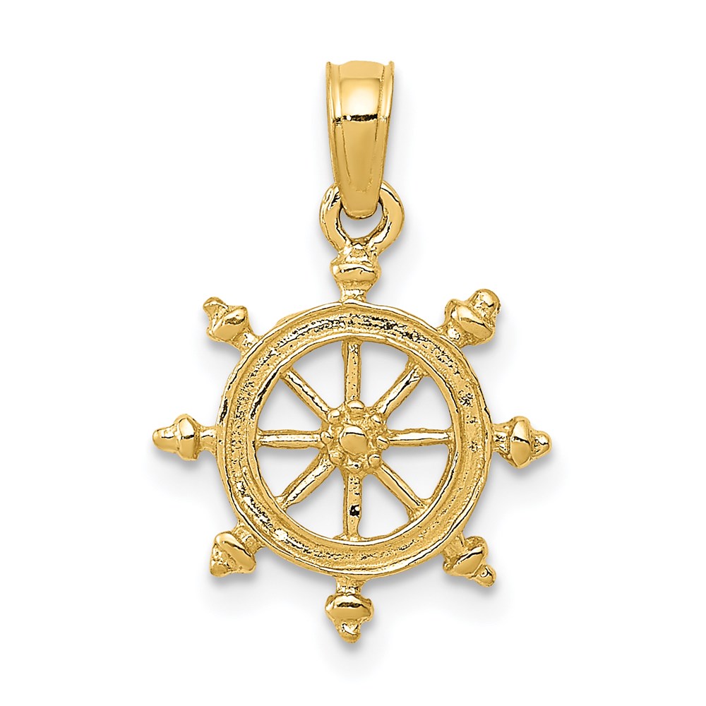14k Yellow Gold Ship's Wheel Pendant