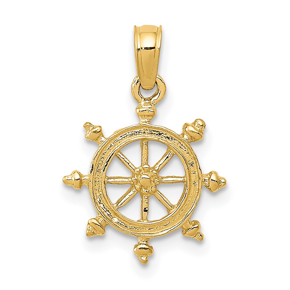 14k Yellow Gold Small Ship's Wheel Pendant