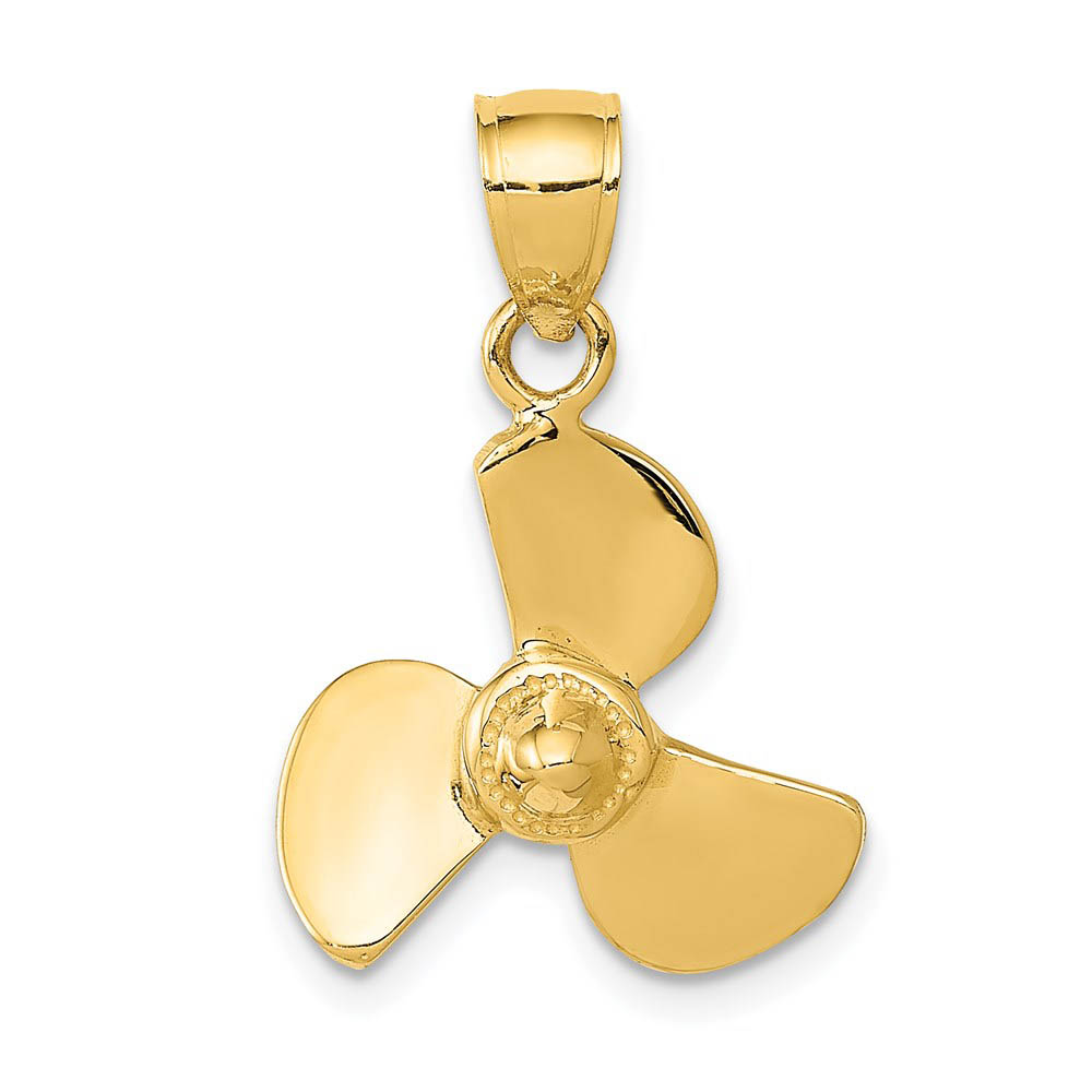 14k Yellow Gold Polished Propeller Pendant