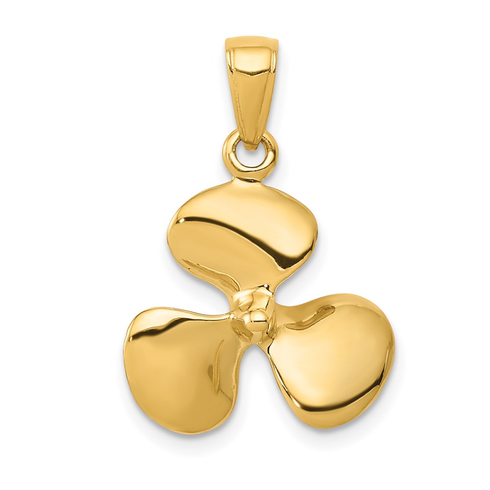 14k Yellow Gold Polished 3Dimensional Propeller Pendant