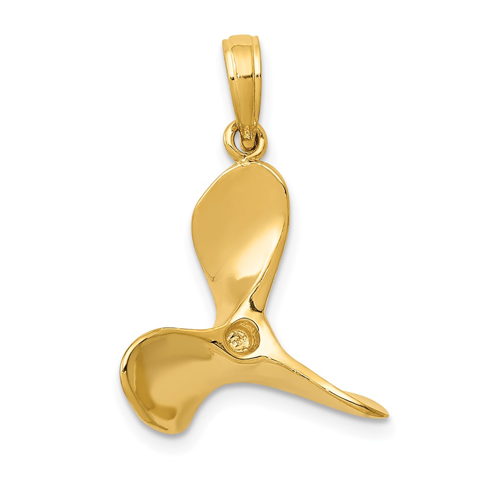 14k Yellow Gold 3 Dimensional 3 Blade Propeller Pendant