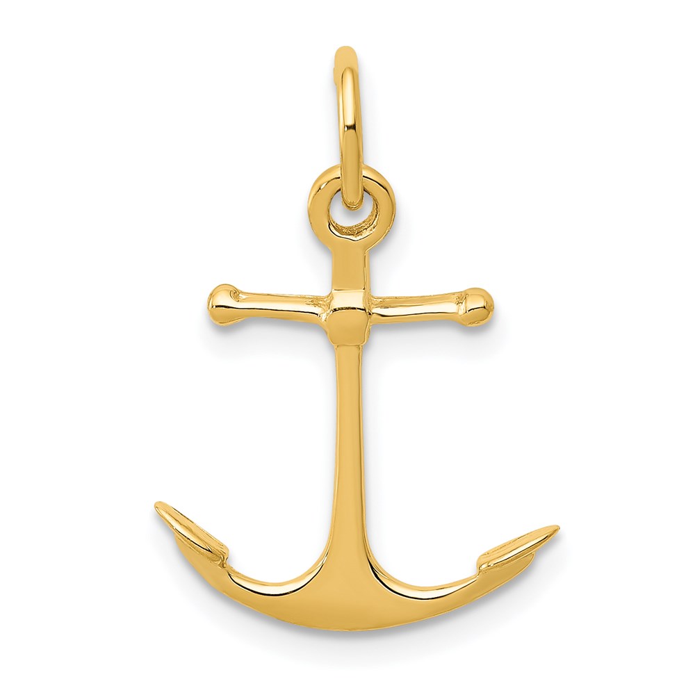 14k Yellow Gold Polished Anchor Charm or Pendant