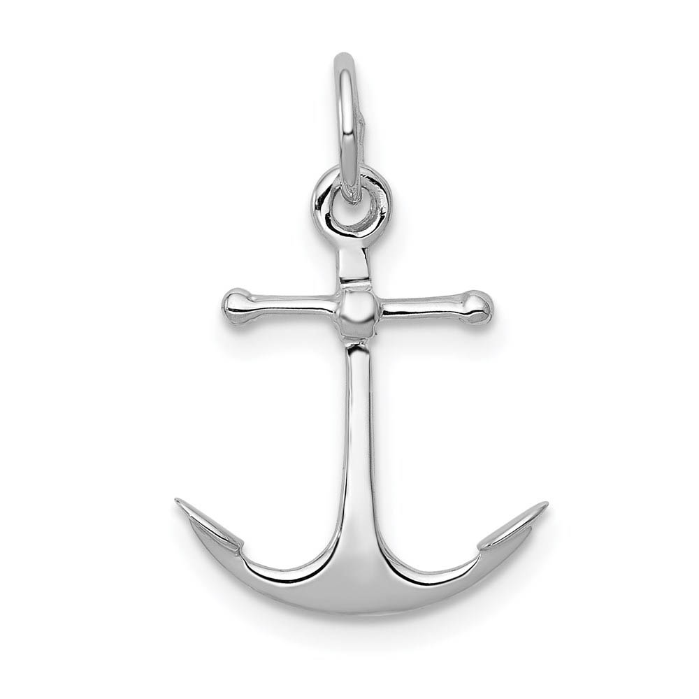 14k White Gold Polished Anchor Charm or Pendant