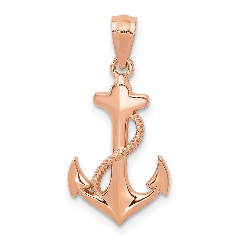 14k Rose Gold Polished Anchor Pendant