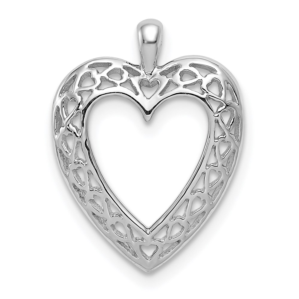 14k White Gold Cutout Open Heart Pendant