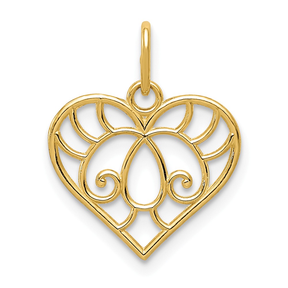 14k Yellow Gold Ornate Heart Charm