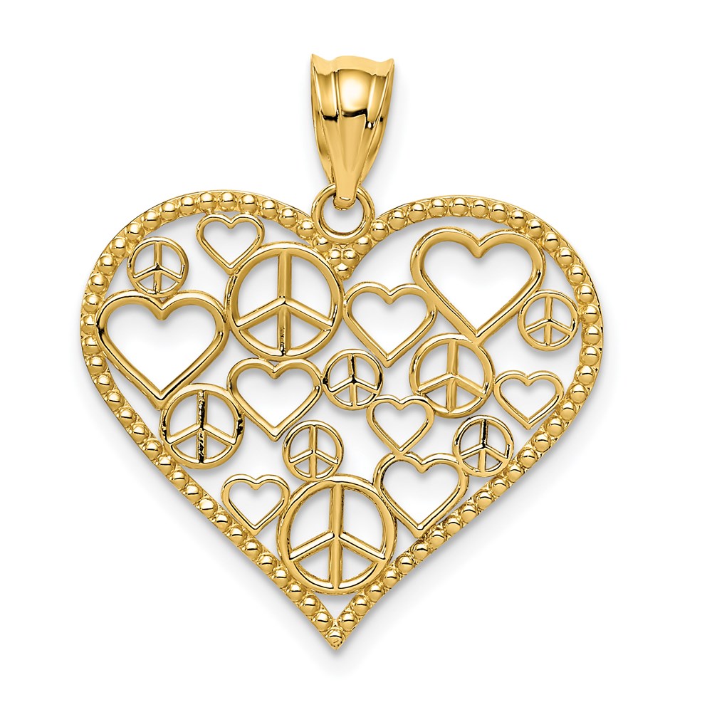 14k Yellow Gold Harmony Heart Pendant, 22mm