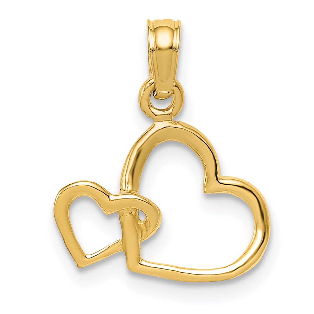 14k Yellow Gold Double Hooked Open Heart Charm