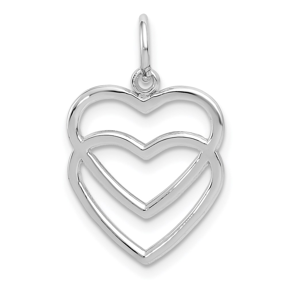 14k White Gold Double Open Heart Charm