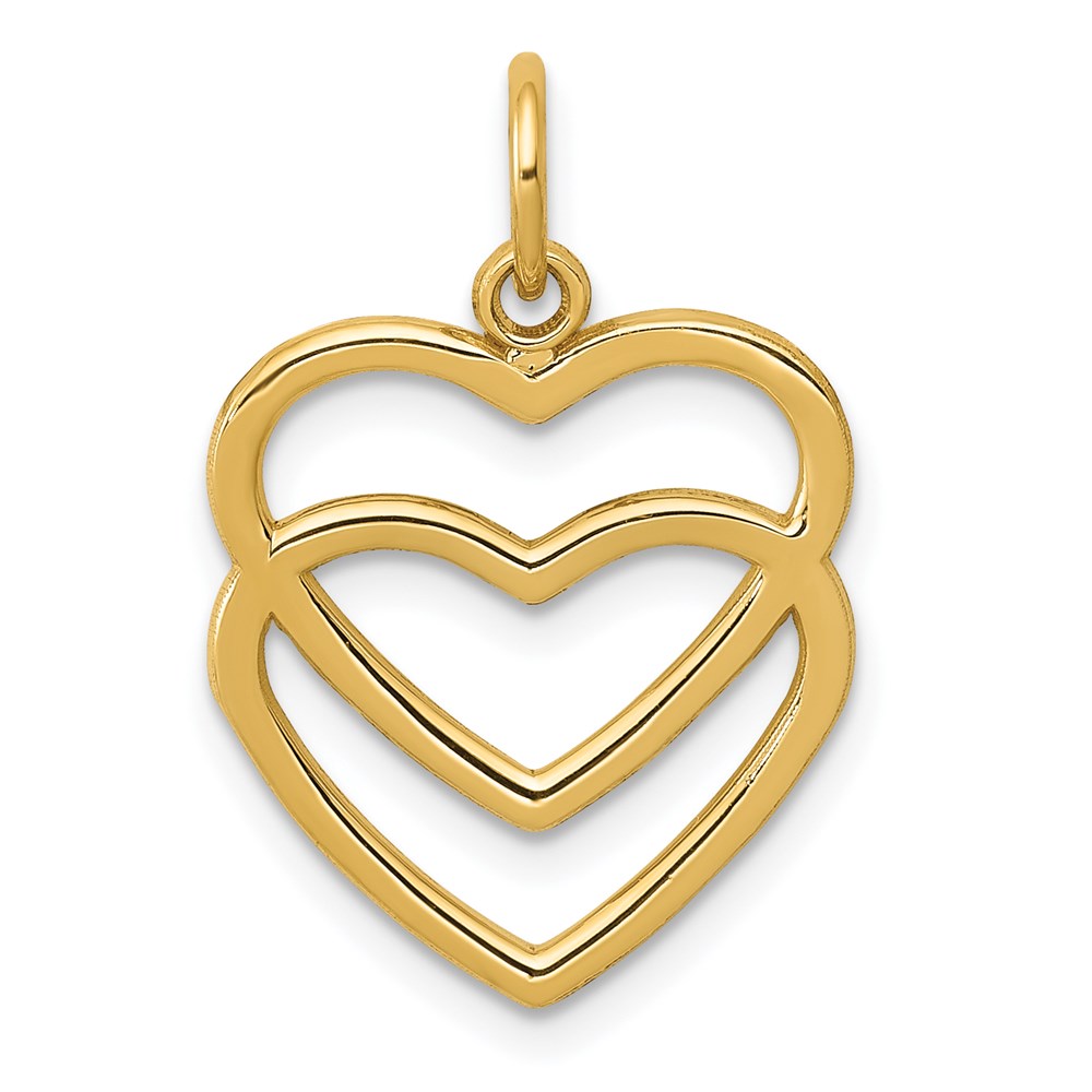 14k Yellow Gold Double Open Heart Charm