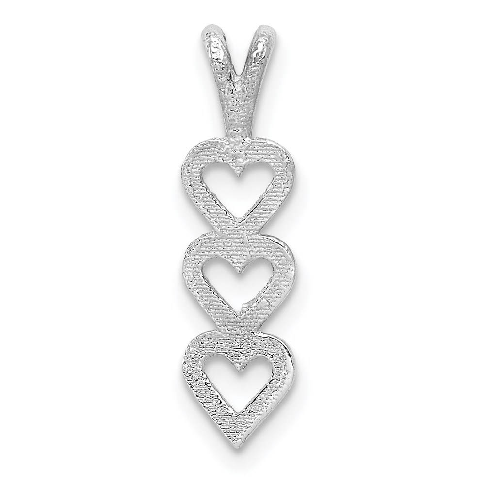 14k White Gold Stacked Triple Heart Pendant