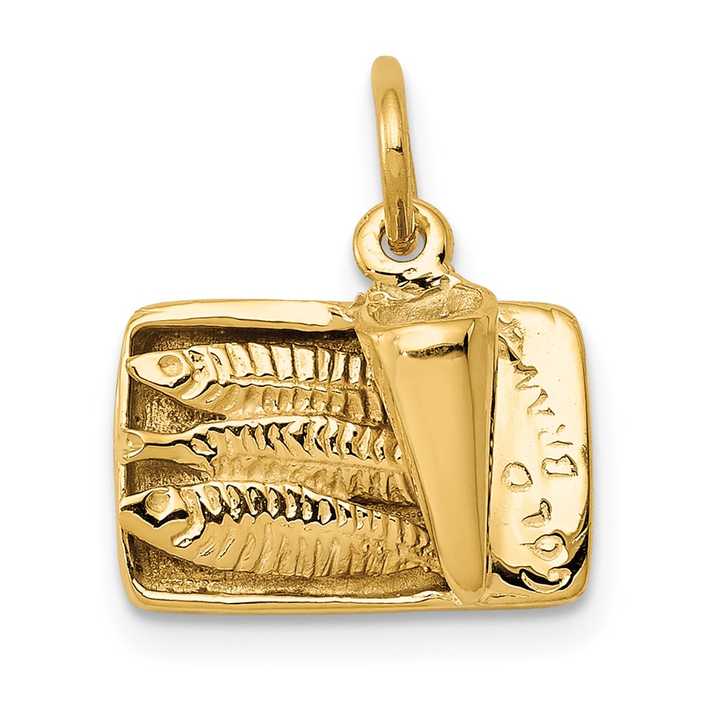 14k Yellow Gold Sardine Can Charm, 15mm