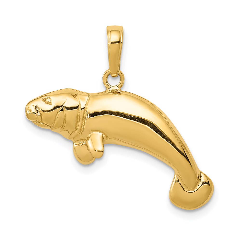 14k Yellow Gold 26mm Manatee Pendant