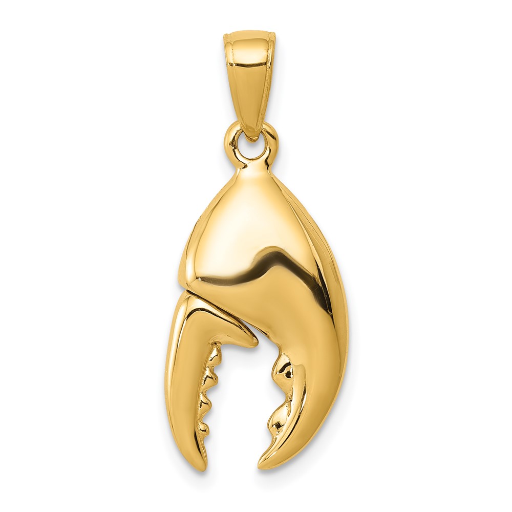 14k Yellow Gold 3D Moveable Stone Crab Claw Pendant