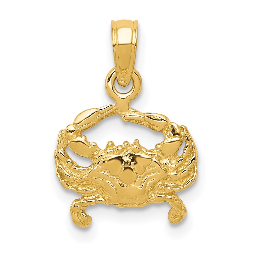 14k Yellow Gold Crab Pendant, 12mm