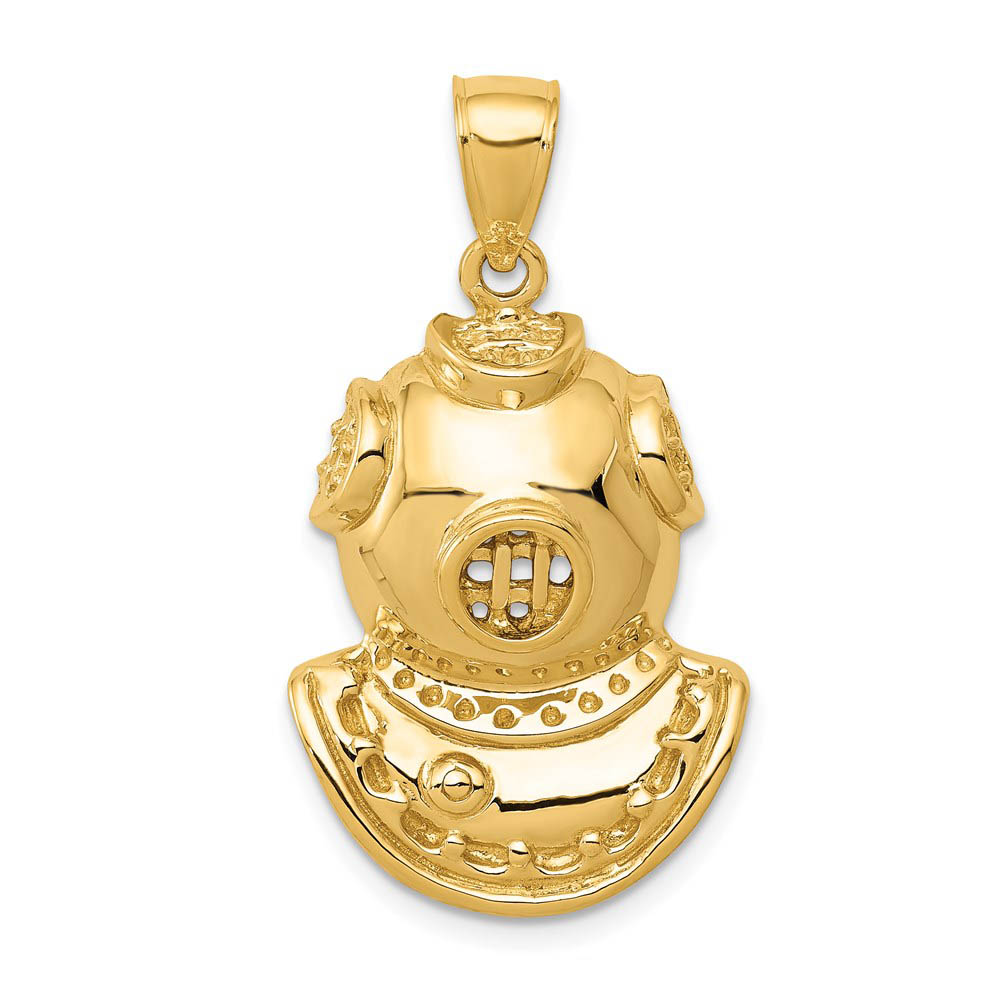 14k Yellow Gold Diving Helmet Pendant