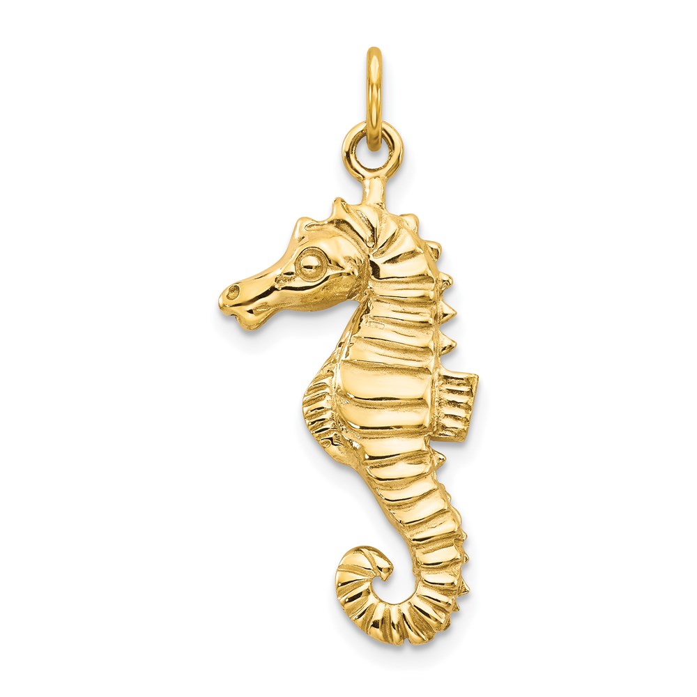 14k Yellow Gold 2D Polished Seahorse Pendant