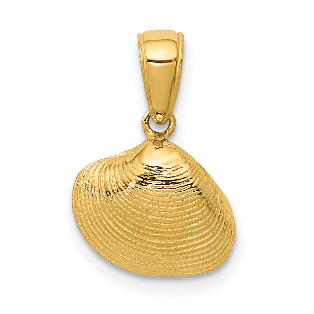 14k Yellow Gold Textured Clam Shell Pendant