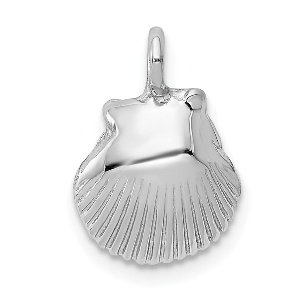 14k White Gold Open Back Seashell Pendant