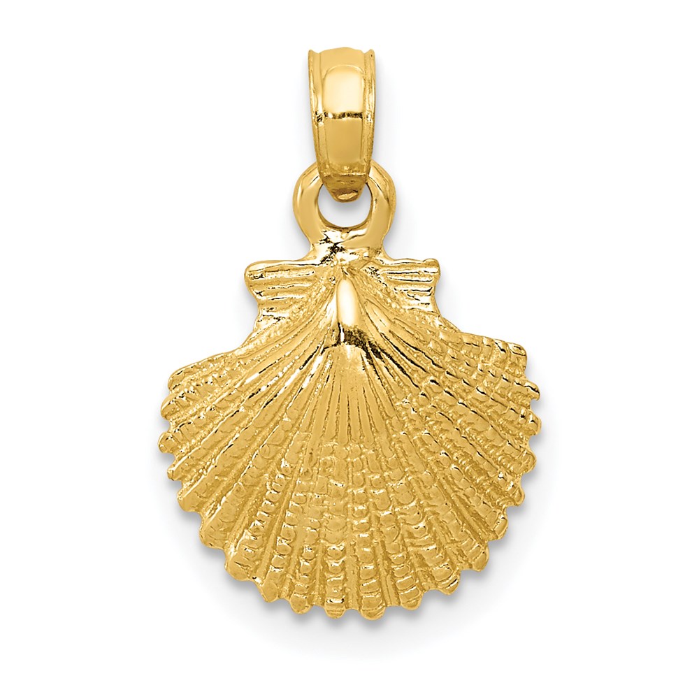 14k Yellow Gold Polished Scallop Shell Pendant