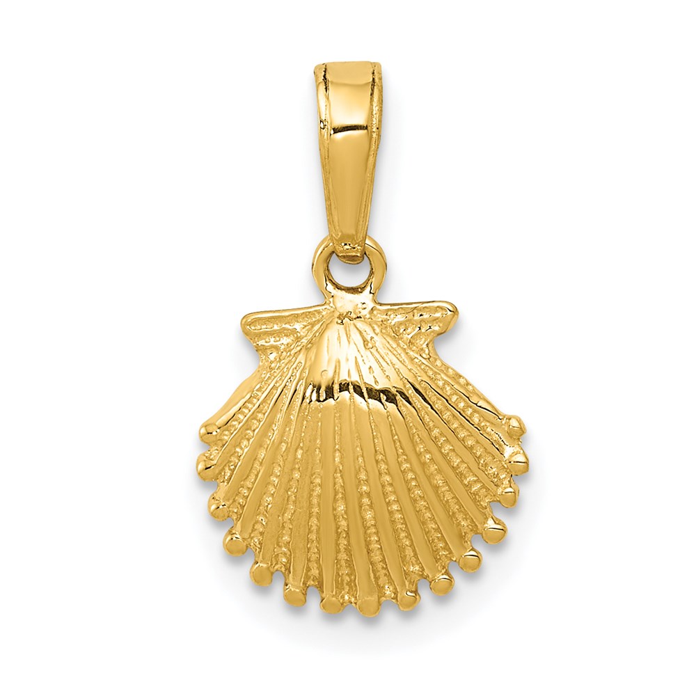 14k Yellow Gold Textured Scallop Shell Pendant