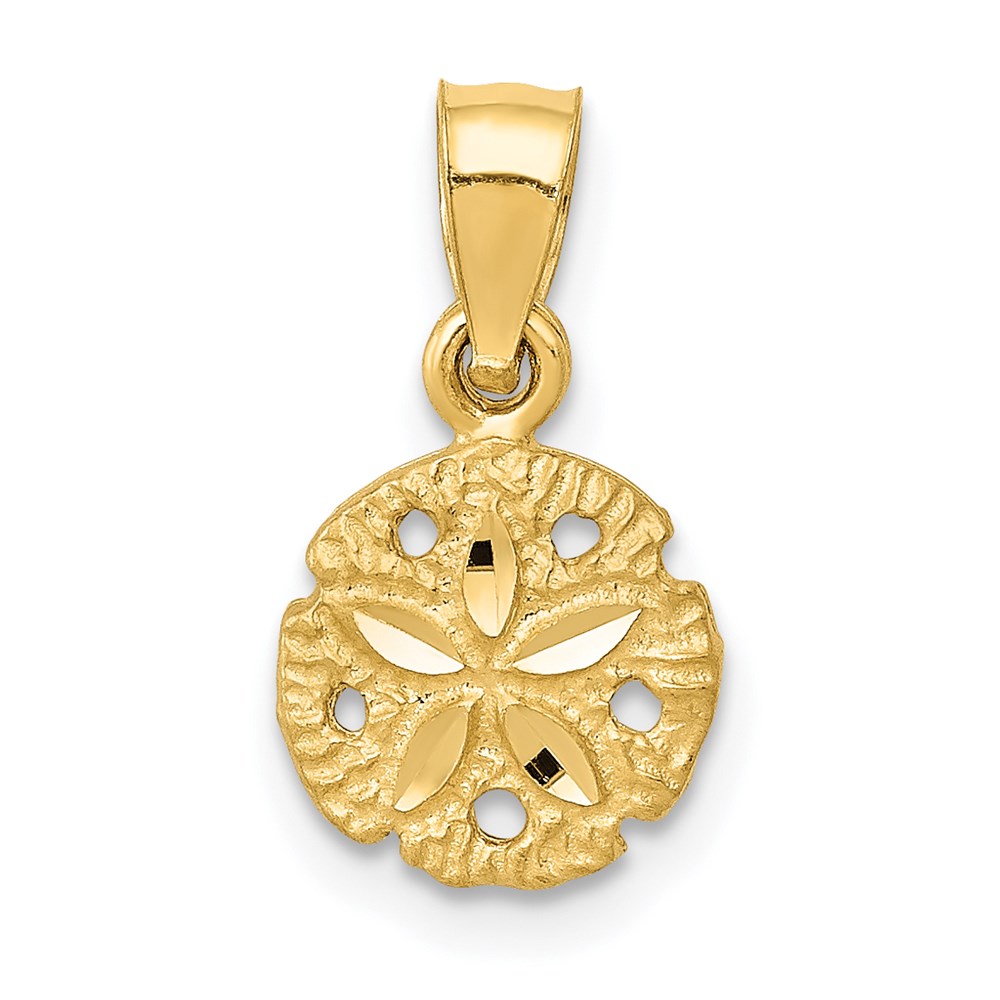 14k Yellow Gold Diamond Cut Sand Dollar Pendant