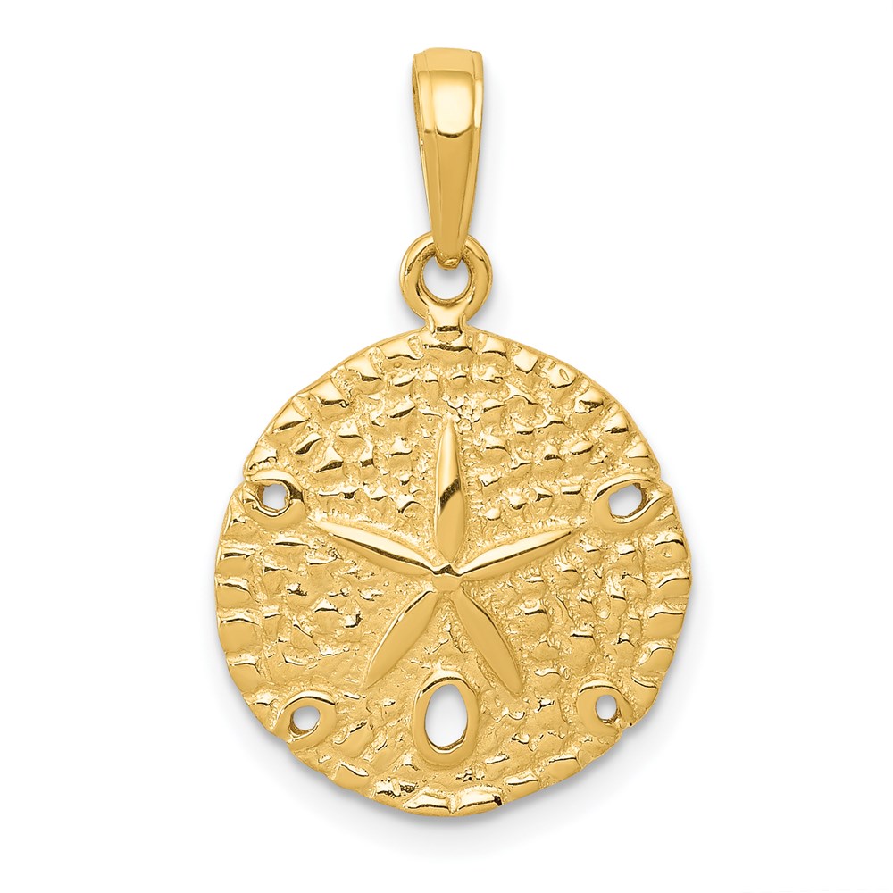 14k Yellow Gold 16mm Textured Sand Dollar Pendant