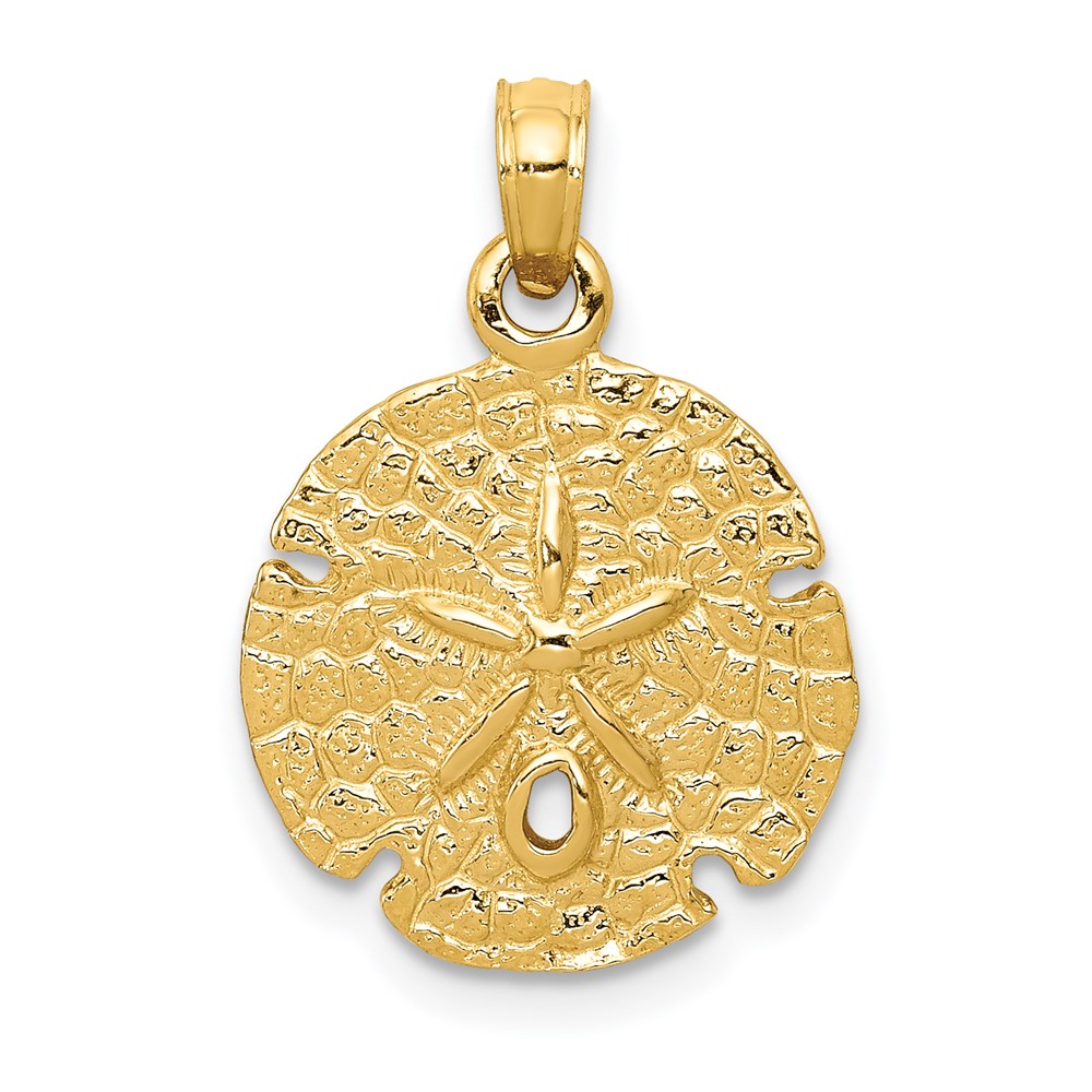 14k Yellow Gold 15mm Textured Sand Dollar Pendant